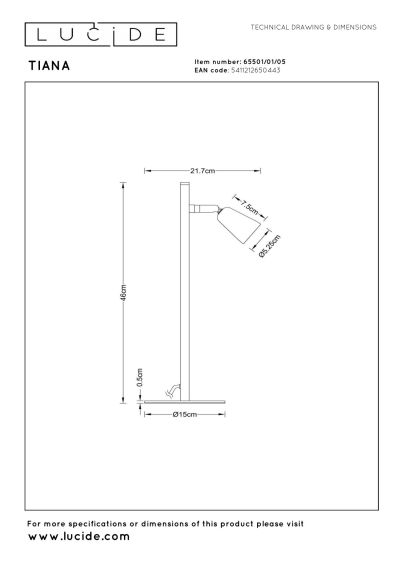 Lucide TIANA - Table lamp - 1xGU10 - Champagne Color